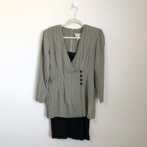 VINTAGE DJ Summers Tan and Black Suit Dress